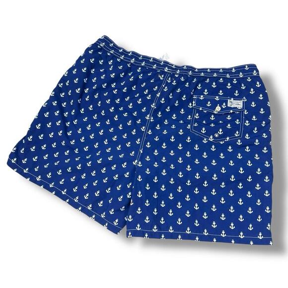 Polo Ralph Lauren Anchor Print Swim Trunks Sz 3XB Big Navy Blue Nautical Shorts - Picture 2 of 11